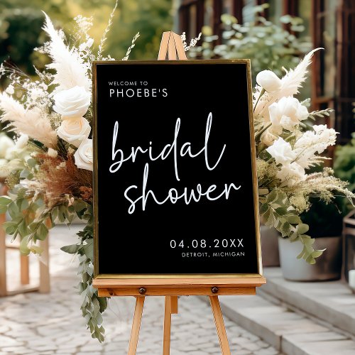 Black Minimalist Bridal Shower Welcome Sign Poster