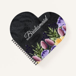 Black Minimalist Bridesmaid Wedding Gift Idea Notebook