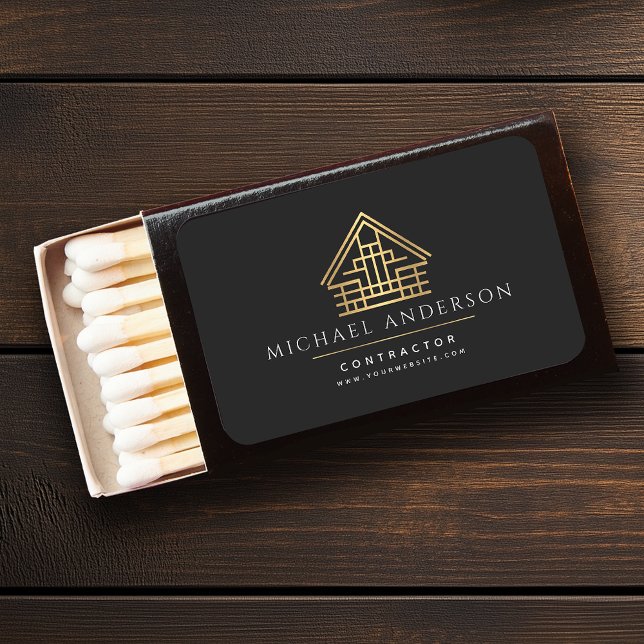 Black Minimalist Building Construction Business Matchboxes (Creator Uploaded)