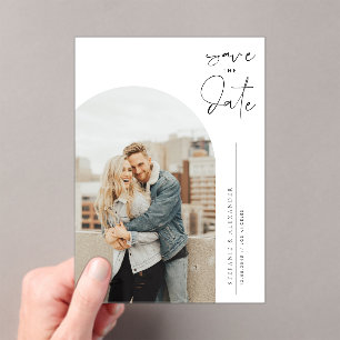 Black Minimalist Calligraphy Photo Acrylic Invitations