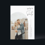 Black Minimalist Calligraphy Photo Save The Date<br><div class="desc">Announce your wedding date to family and friends with this customizable save the date card. It features minimalist calligraphy and an arched photo format. Personalize this minimalist save the date card by adding your photo and wedding details. This photo save the date announcement is also available in other colors.</div>