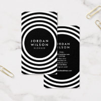 Black Minimalist Circles Geometric Social Media Business Card