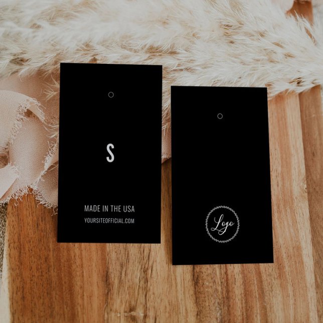 Black Minimalist Clothes Hang Tag Card (Creator Uploaded)