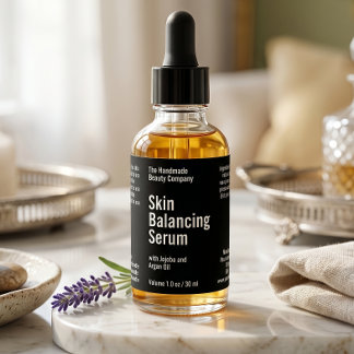 Black Minimalist Cosmetics Dropper Bottle Label