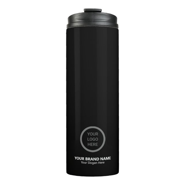 Black Minimalist Custom Logo Professional Branding Thermal Tumbler (Front)