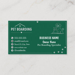 Black Minimalist Custom Pet Boarding  Business Card