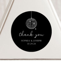 Black Minimalist Disco Ball | Wedding Classic Round Sticker