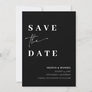 Black Minimalist Elegant Photo Save the Date Card