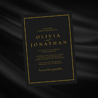Black Minimalist Elegant Wedding Invitation