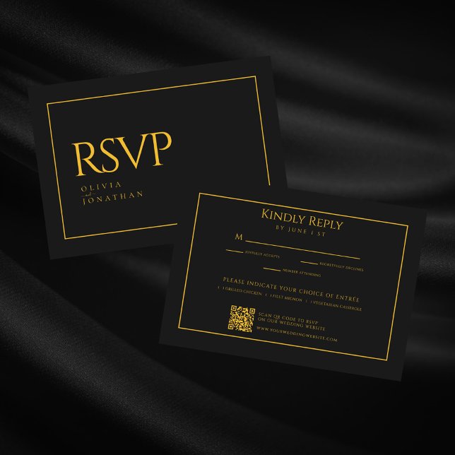 Black Minimalist Elegant Wedding RSVP Card (Creator Uploaded)