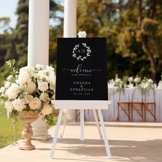 Black Minimalist Elegant Wedding Welcome Sign (Creator Uploaded)