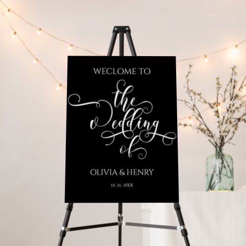 Black Minimalist Elegant Wedding Welcome Sign