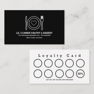 Black Minimalist Food Business Reward Loyalty Card