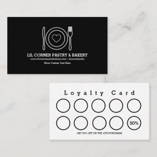 Black Minimalist Food Business Reward Loyalty Card