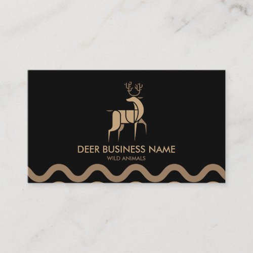 Black Minimalist Forest Animal Deer Business Card