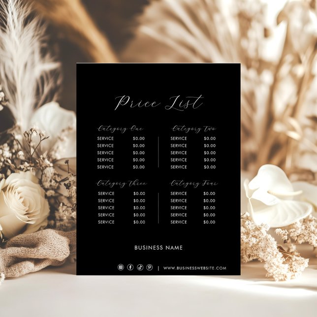 Black Minimalist Formal Simple Price List (Creator Uploaded)