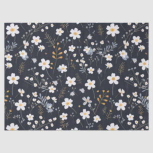 Black Minimalist Gentle Garden Wildflowers Nursery Tissue Paper