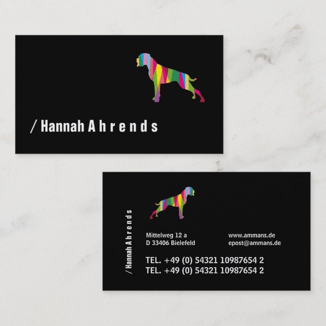 Black minimalist German Boxer Silhouette  Business Card (Front/Back)