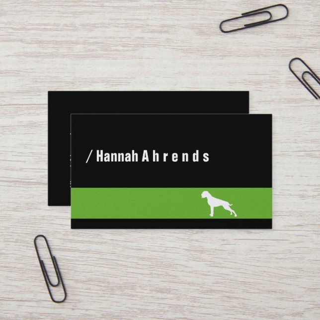 Black minimalist German Boxer Silhouette  Business Card (Front/Back In Situ)