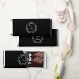 Black Minimalist Gothic Botanical Wreath Logo Hershey Bar Favors