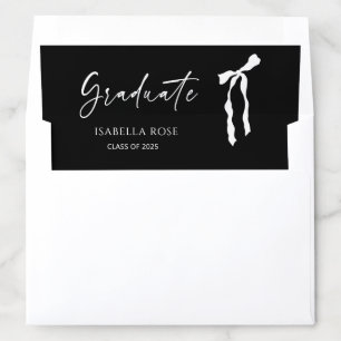 Black Minimalist Grad Bow Modern Graduation  Envelope Liner