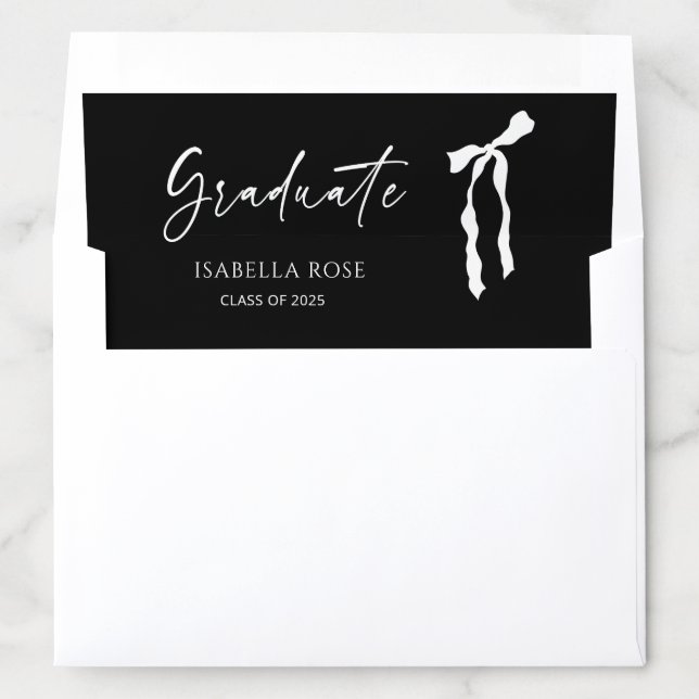 Black Minimalist Grad Bow Modern Graduation  Envelope Liner (In Envelope)