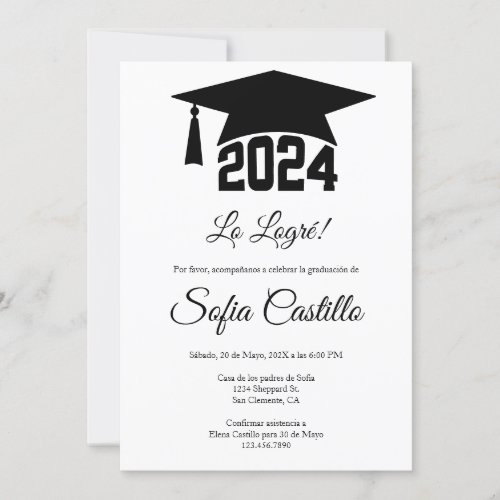 Black minimalist graduation invitation