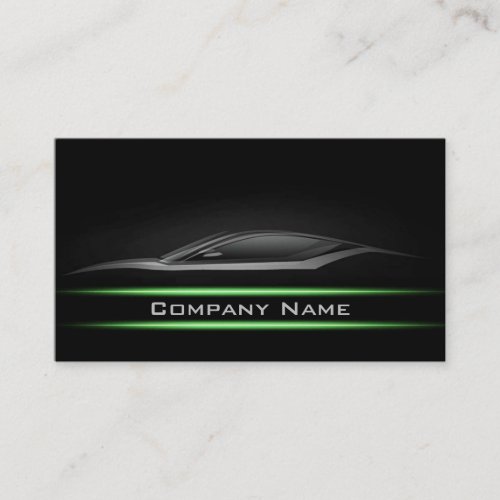 Simple Black Minimalistic Green Line Car Card Business Card