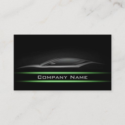 Customizable Simple Black Minimalistic Green Line Car Card Business Card