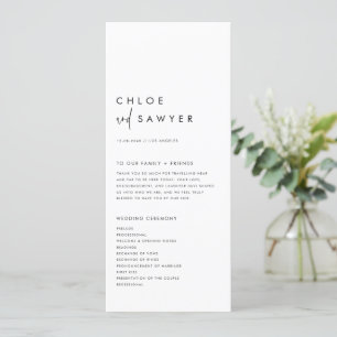 Black Minimalist Handwritten Script Modern Wedding Program