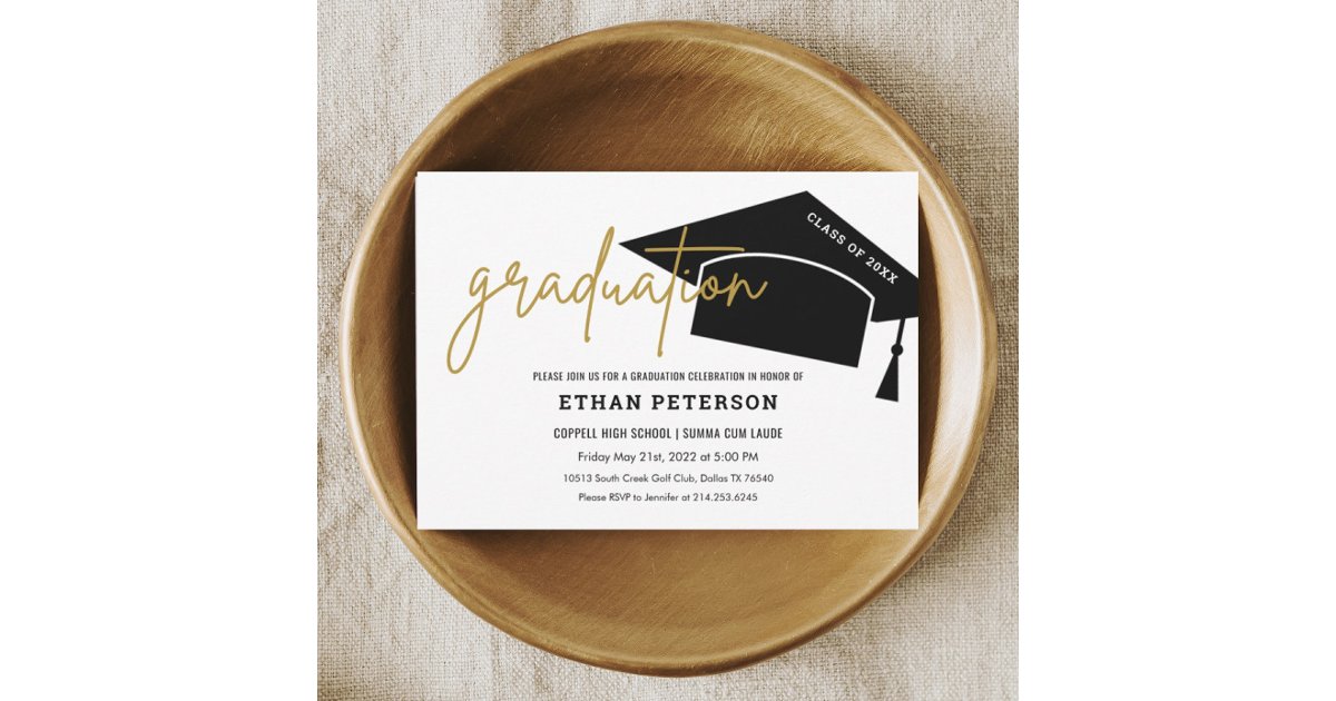 Black Minimalist High School Senior Graduation Invitation | Zazzle