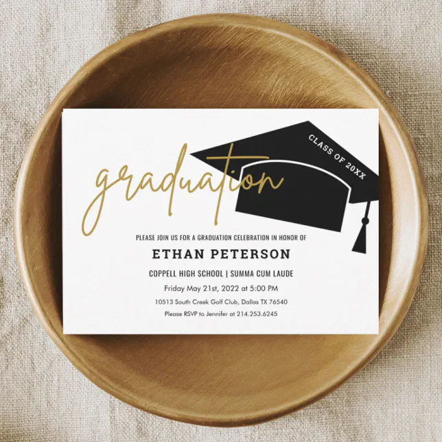 Black Minimalist High School Senior Graduation Invitation | Zazzle