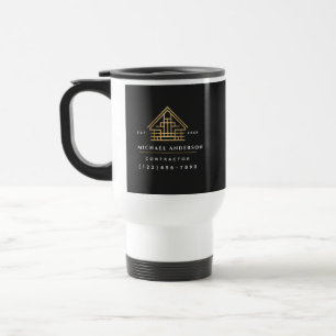 Black Minimalist Home Building Construction Travel Mug