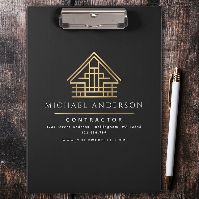 Black Minimalist Home Building Contractor Clipboard (Creator Uploaded)