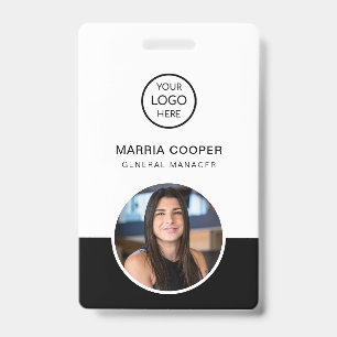 Black Minimalist ID Card Photo Name Logo Badge