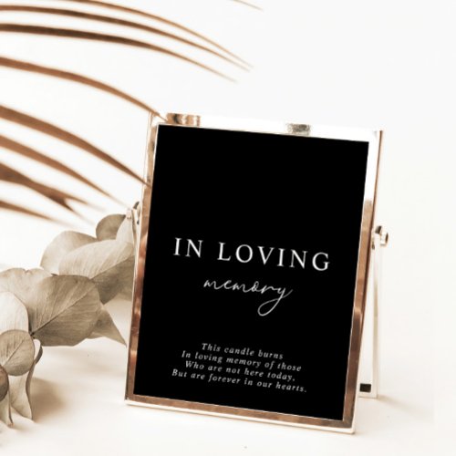 Black Minimalist In Loving Memory Wedding Sign Invitation
