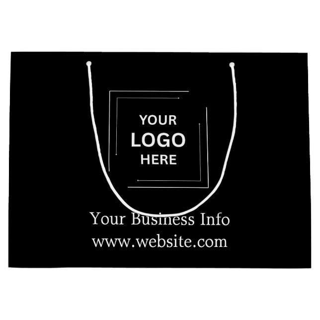 Black Minimalist Large Custom Corporate Business  Gift Bag (Front)