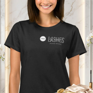 Black Minimalist Lash Tech Logo Employee Staff  T-Shirt