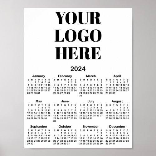 Black Minimalist Logo 2024 Calendar Poster