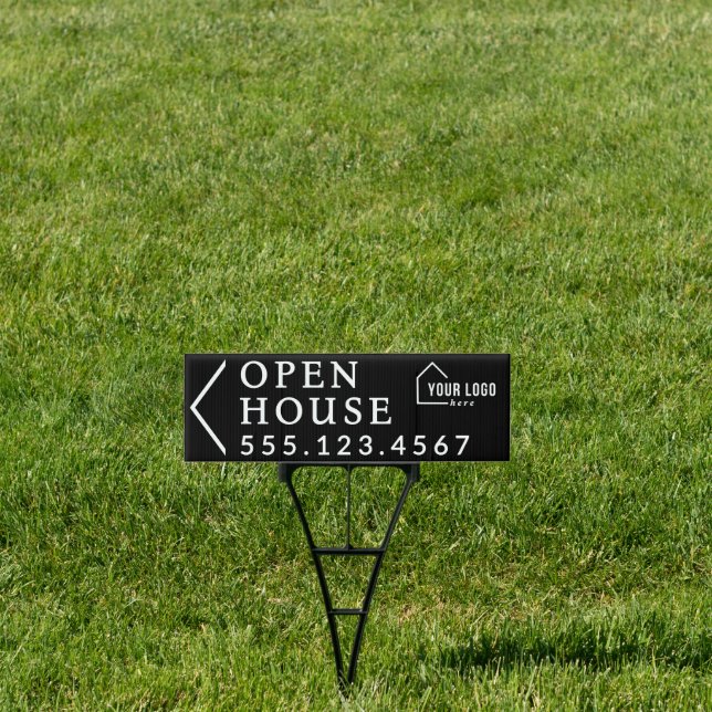 Black Minimalist Logo Open House Yard Sign (Insitu)