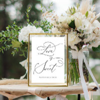 Black Minimalist Love is Sweet Dessert Bar Pedesta