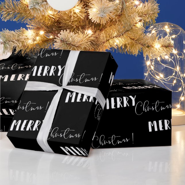 Black Minimalist | Merry Christmas Wrapping Paper (Holidays)