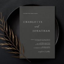 Black Minimalist Modern Elegant Wedding Invitation