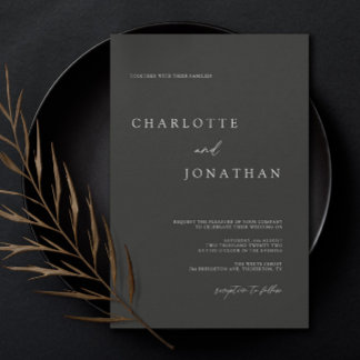 Black Minimalist Modern Elegant Wedding Invitation