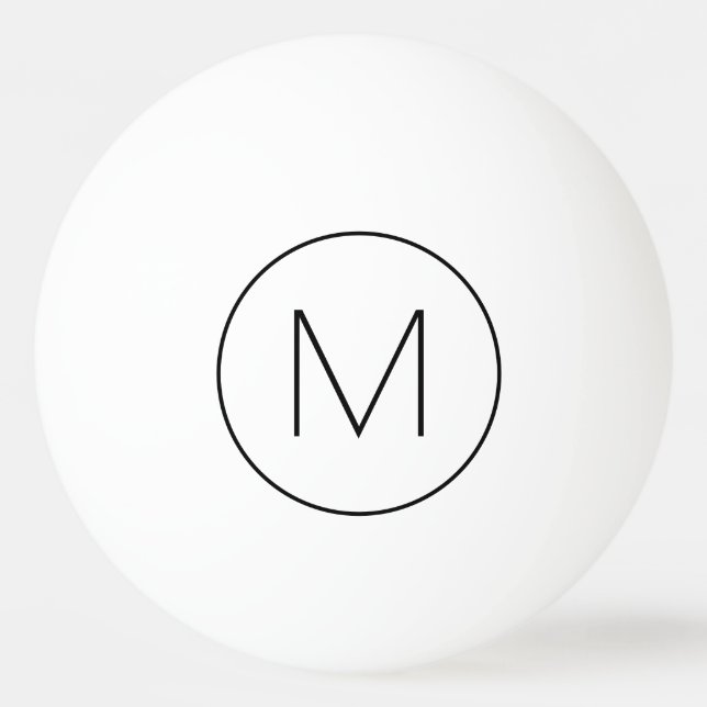 Black Minimalist Modern Font Monogram Ping Pong Ball (Front)