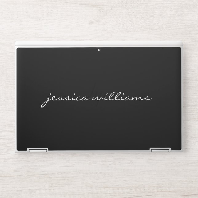 Black Minimalist Modern Handwriting HP Laptop Skin (Front)