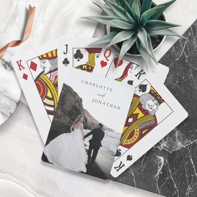 Black Minimalist Modern His & Hers Custom Photo Poker Cards (Creator Uploaded)