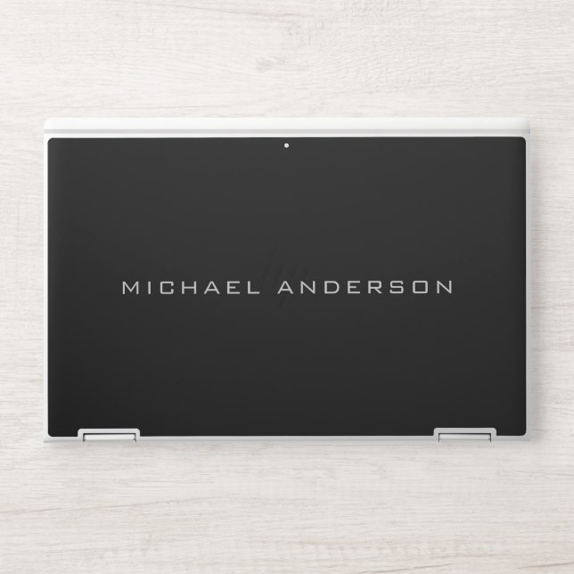 Black Minimalist Modern HP Laptop Skin (Front)