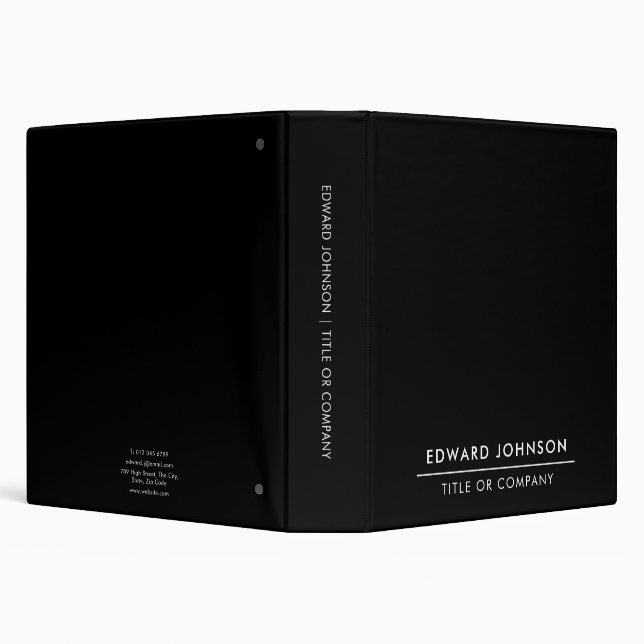 Black Minimalist Modern Professional 3 Ring Binder (Background)