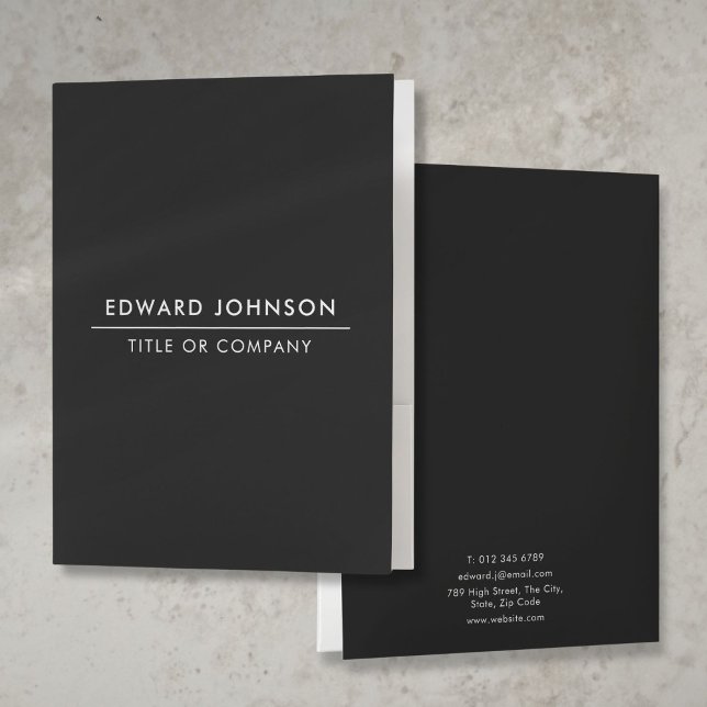 Black Minimalist Modern Professional Pocket Folder (Black Minimalist Modern Professional Pocket Folder)